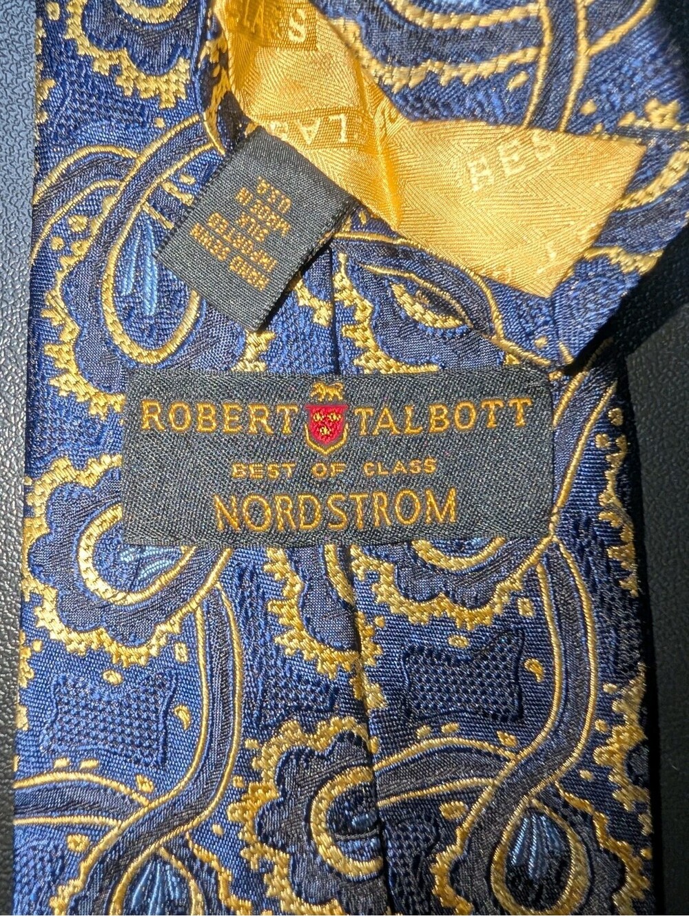 Robert Talbot Best Of Class Nordstrom Silk Tie Navy Blue Gold